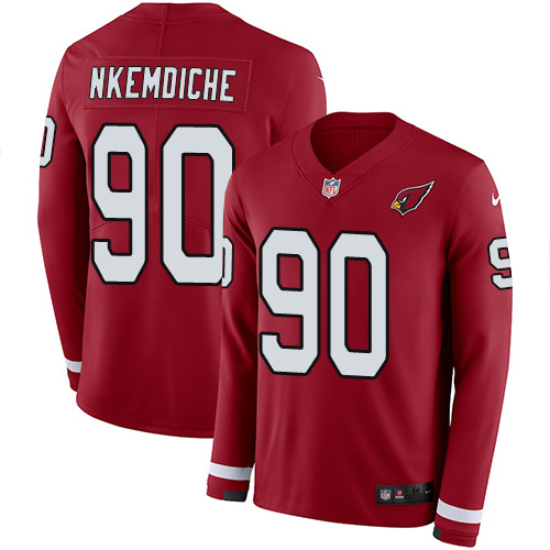 Nike Cardinals #90 Robert Nkemdiche Red Team Color Men Stitched NFL Limited Therma Long Sleeve Jerse