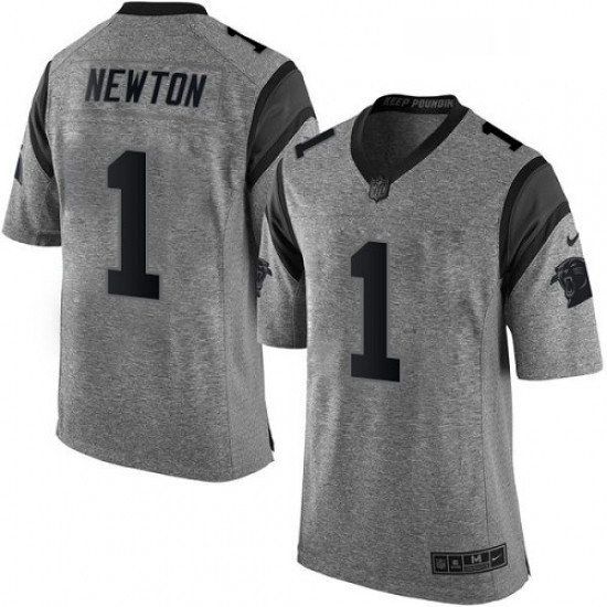 Mens Nike Carolina Panthers 1 Cam Newton Limited Gray Gridiron NFL Jersey