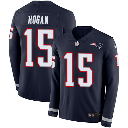 Nike Patriots #15 Chris Hogan Navy Blue Team Color Men Stitched NFL Limited Therma Long Sleeve Jerse