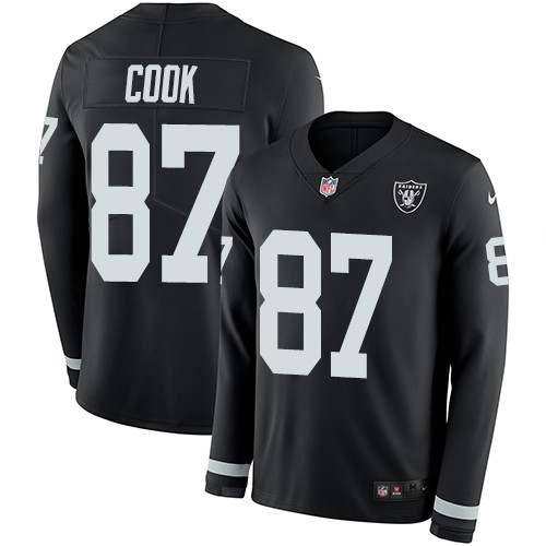 Nike Raiders #87 Jared Cook Black Team Color Men Stitched NFL Limited Therma Long Sleeve Jersey