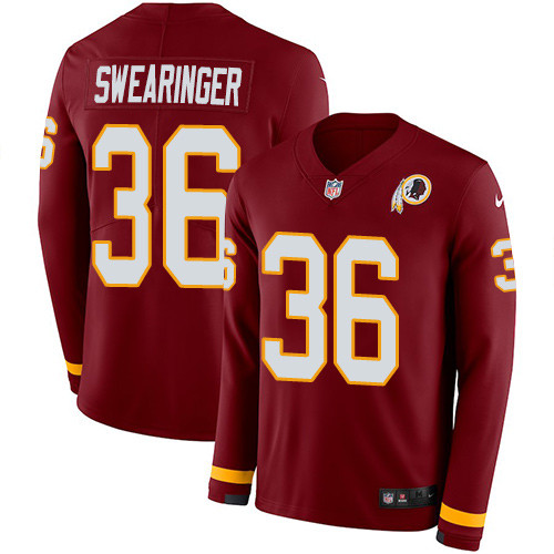 Nike Redskins #36 D J  Swearinger Burgundy Red Team Color Men Stitched NFL Limited Therma Long Sleev