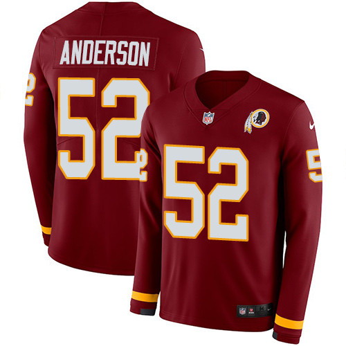 Nike Redskins #52 Ryan Anderson Burgundy Red Team Color Men Stitched NFL Limited Therma Long Sleeve 