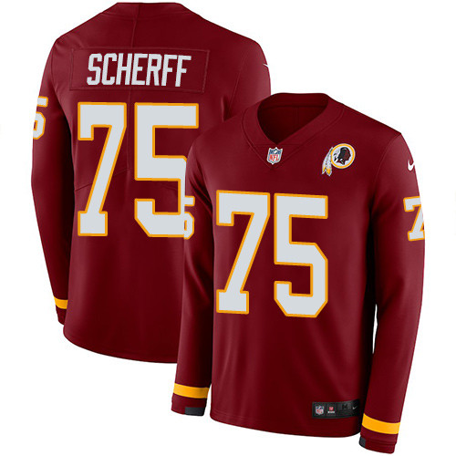 Nike Redskins #75 Brandon Scherff Burgundy Red Team Color Men Stitched NFL Limited Therma Long Sleev