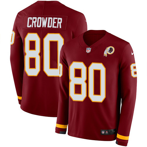 Nike Redskins #80 Jamison Crowder Burgundy Red Team Color Men Stitched NFL Limited Therma Long Sleev