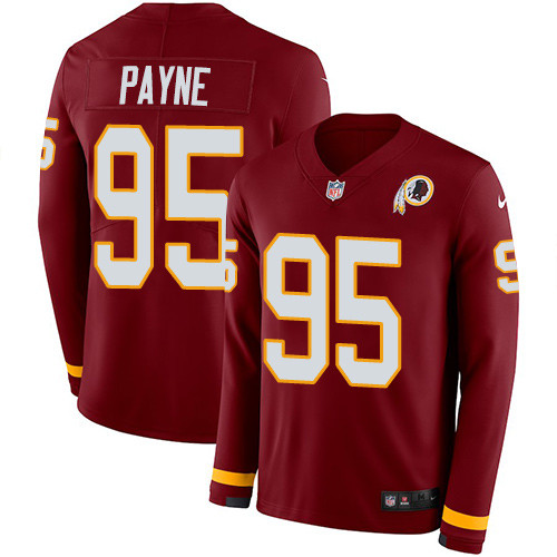 Nike Redskins #95 Da 27Ron Payne Burgundy Red Team Color Men Stitched NFL Limited Therma Long Sleeve