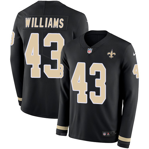 Nike Saints #43 Marcus Williams Black Team Color Men Stitched NFL Limited Therma Long Sleeve Jersey