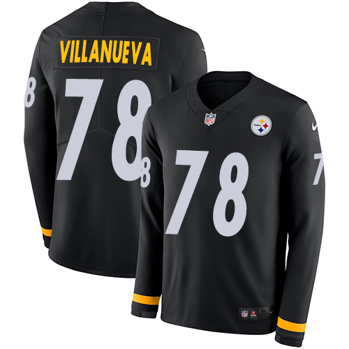 Nike Steelers #78 Alejandro Villanueva Black Team Color Men Stitched NFL Limited Therma Long Sleeve 