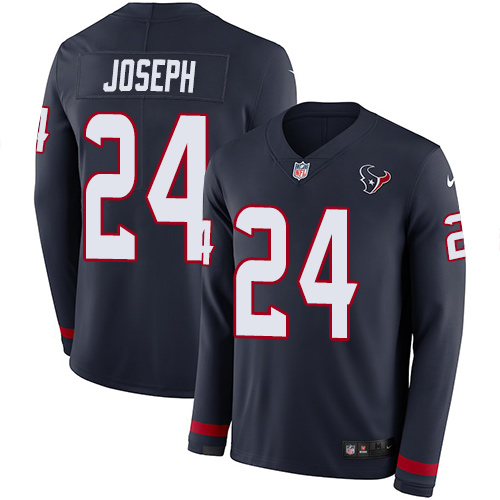 Nike Texans #24 Johnathan Joseph Navy Blue Team Color Men Stitched NFL Limited Therma Long Sleeve Je