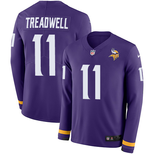 Nike Vikings #11 Laquon Treadwell Purple Team Color Men Stitched NFL Limited Therma Long Sleeve Jers