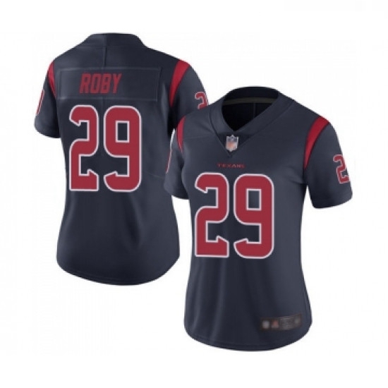 Womens Houston Texans 29 Bradley Roby Limited Navy Blue Rush Vapor Untouchable Football Jersey