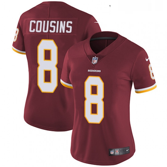 Womens Nike Washington Redskins 8 Kirk Cousins Burgundy Red Team Color Vapor Untouchable Limited Pla