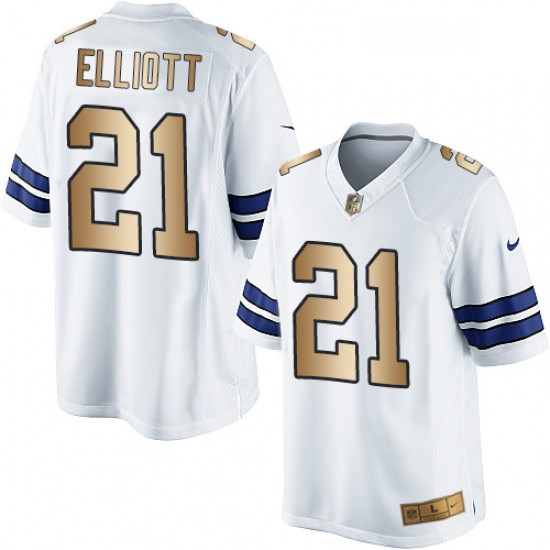 Mens Nike Dallas Cowboys 21 Ezekiel Elliott Limited WhiteGold NFL Jersey