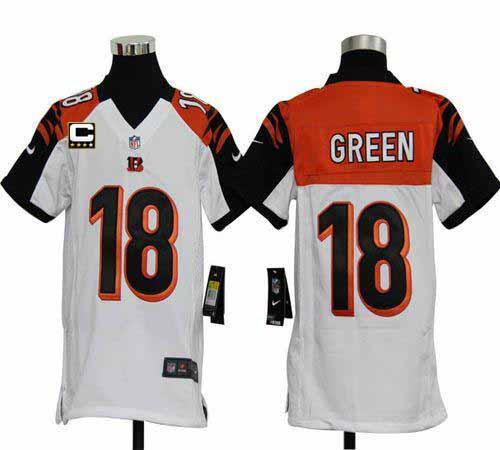 Nike Bengals #18 A J  Green White With C Patch Youth Stitched NFL Elite Jersey