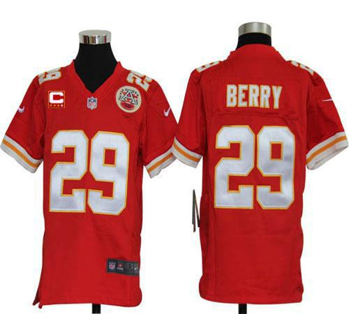 Nike Chiefs #29 Eric Berry Red Team Color With C Patch Youth Stitched NFL Elite Jersey