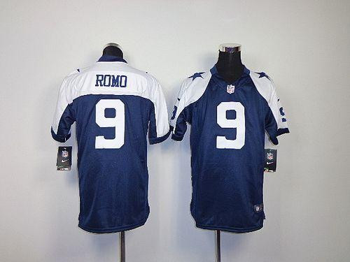 Nike Cowboys #9 Tony Romo Navy Blue Thanksgiving Youth Throwback Stitched NFL Elite Jersey