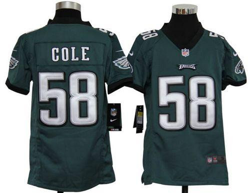 Nike Eagles #58 Trent Cole Midnight Green Team Color Youth Stitched NFL Elite Jersey