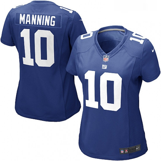 Womens Nike New York Giants 10 Eli Manning Game Royal Blue Team Color NFL Jersey