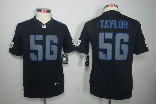 Nike Giants #56 Lawrence Taylor Black Impact Youth Stitched NFL 