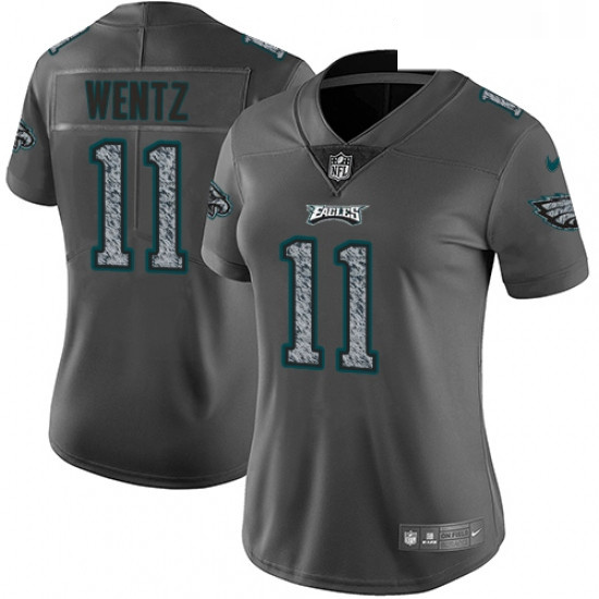 Womens Nike Philadelphia Eagles 11 Carson Wentz Gray Static Vapo