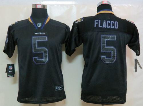 Nike Ravens #5 Joe Flacco Lights Out Black Youth Stitched NFL El