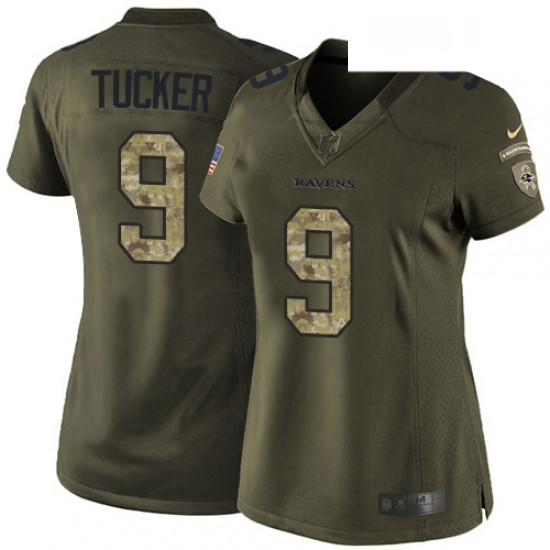 Womens Nike Baltimore Ravens 9 Justin Tucker Elite Green Salute 