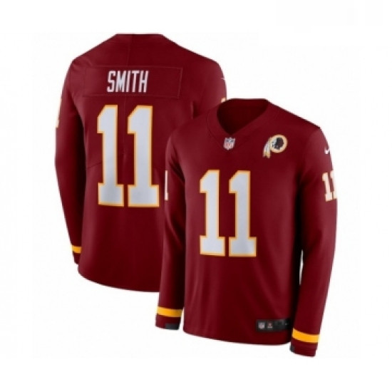 Youth Nike Washington Redskins 11 Alex Smith Limited Burgundy Therma Long Sleeve NFL Jersey