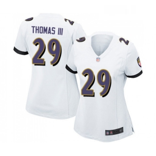 Womens Baltimore Ravens 29 Earl Thomas III Game White Football Jersey