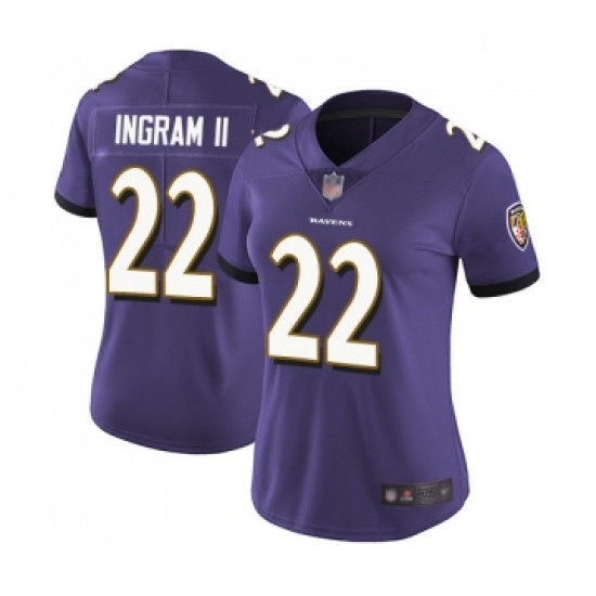 Womens Baltimore Ravens 22 Mark Ingram II Purple Team Color Vapor Untouchable Limited Player Footbal