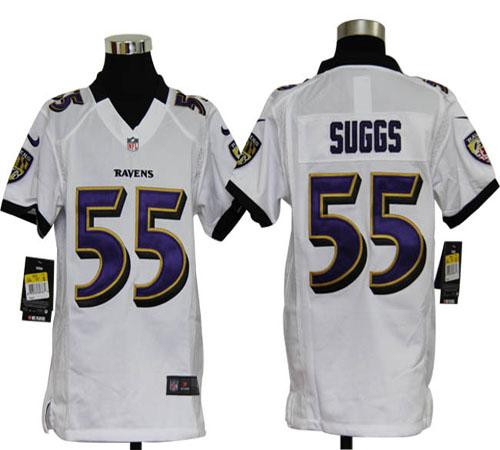 Nike Ravens #55 Terrell Suggs White Youth Stitched NFL Elite Jersey