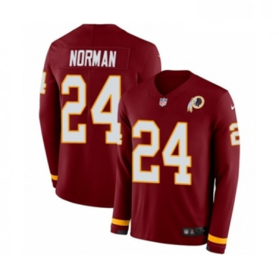 Mens Nike Washington Redskins 24 Josh Norman Limited Burgundy Therma Long Sleeve NFL Jersey