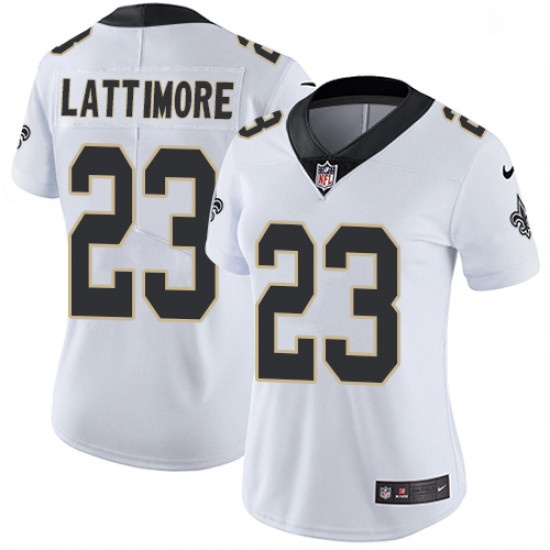 Womens Nike New Orleans Saints 23 Marshon Lattimore White Vapor Untouchable Elite Player NFL Jersey