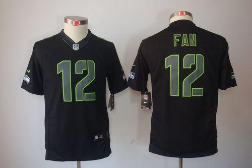 Nike Seahawks #12 Fan Black Impact Youth Stitched NFL Limited Jersey