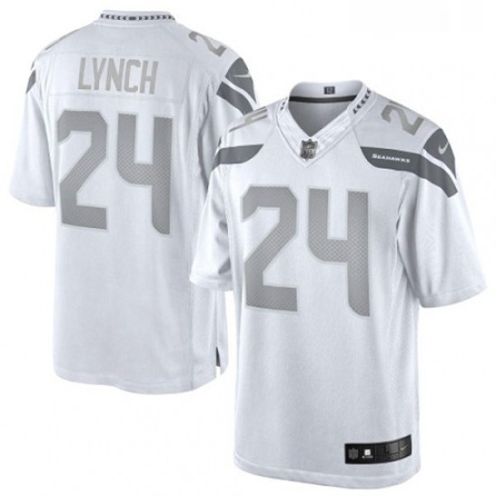 Mens Nike Seattle Seahawks 24 Marshawn Lynch Limited White Platinum NFL Jersey