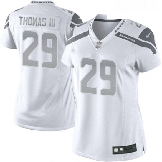 Womens Nike Seattle Seahawks 29 Earl Thomas III Limited White Platinum NFL Jersey