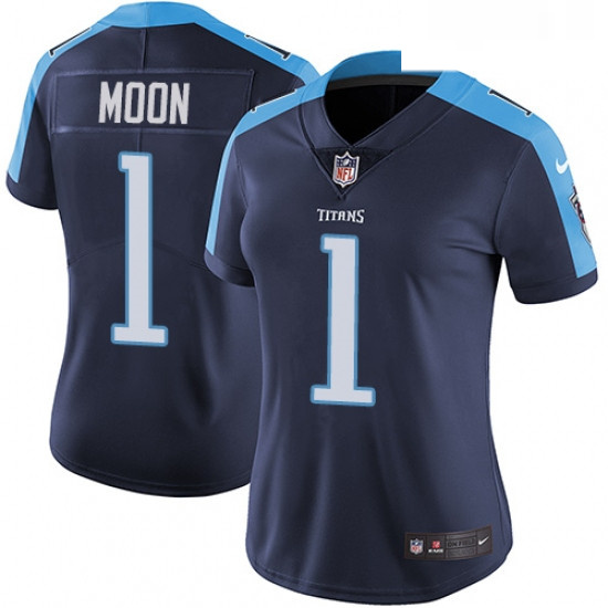 Womens Nike Tennessee Titans 1 Warren Moon Navy Blue Alternate Vapor Untouchable Limited Player NFL 