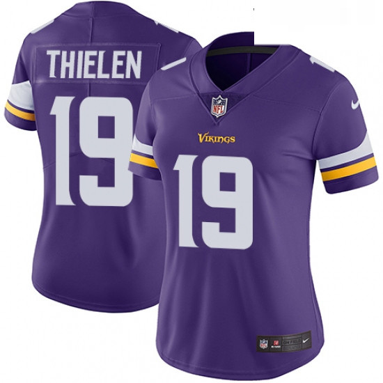 Womens Nike Minnesota Vikings 19 Adam Thielen Purple Team Color Vapor Untouchable Limited Player NFL