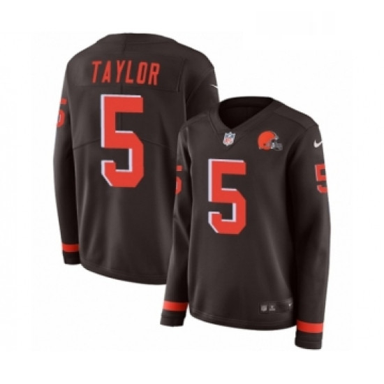 Womens Nike Cleveland Browns 5 Tyrod Taylor Limited Brown Therma Long Sleeve NFL Jersey