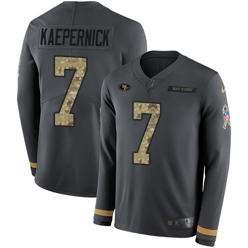 Nike 49ers 7 Colin Kaepernick Anthracite Salute to Service Men s Stitched NFL Limited Therma Long Sl