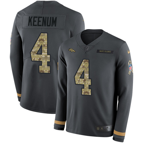 Nike Broncos 4 Case Keenum Anthracite Salute to Service Men s Stitched NFL Limited Therma Long Sleev