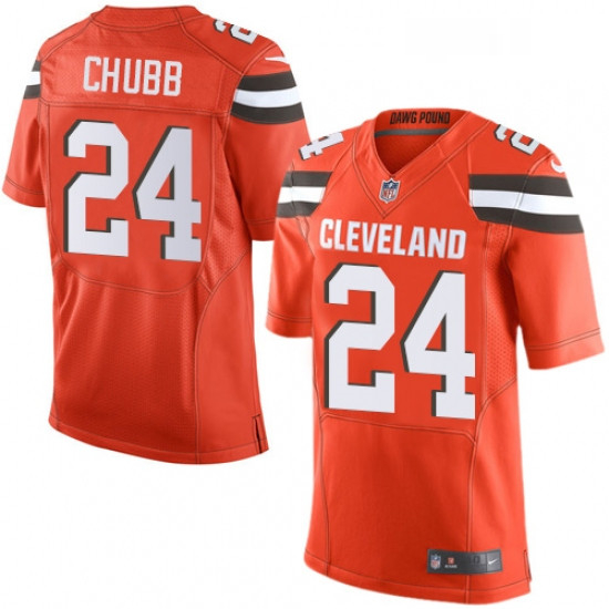 Mens Nike Cleveland Browns 24 Nick Chubb Elite Orange Alternate NFL Jersey