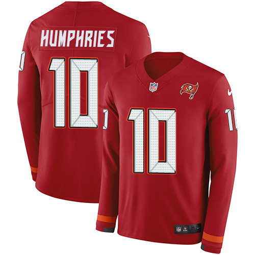 Nike Buccaneers 10 Adam Humphries Red Team Color Men s Stitched NFL Limited Therma Long Sleeve Jerse