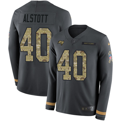 Nike Buccaneers 40 Mike Alstott Anthracite Salute to Service Men s Stitched NFL Limited Therma Long 