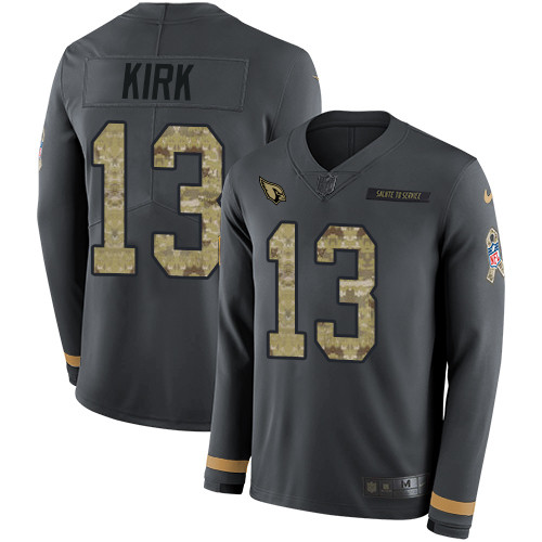 Nike Cardinals 13 Christian Kirk Anthracite Salute to Service Men s Stitched NFL Limited Therma Long