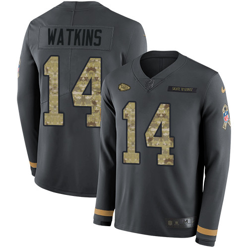 Nike Chiefs 14 Sammy Watkins Anthracite Salute to Service Men s Stitched NFL Limited Therma Long Sle