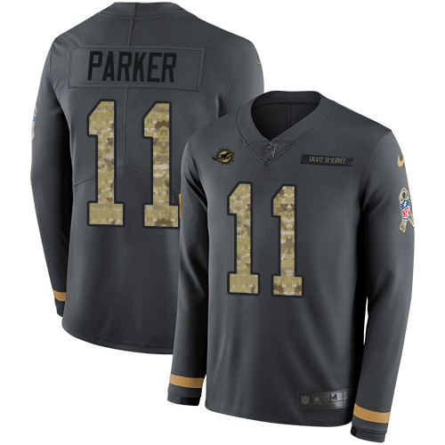 Nike Dolphins 11 DeVante Parker Anthracite Salute to Service Men s Stitched NFL Limited Therma Long 