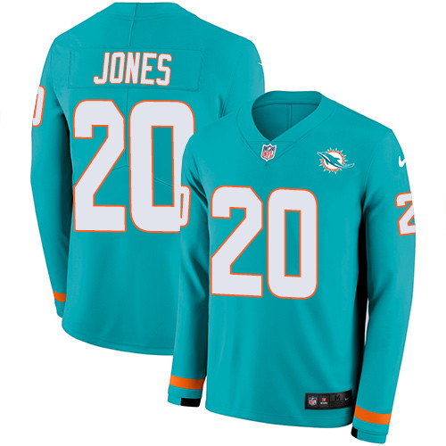 Nike Dolphins 20 Reshad Jones Aqua Green Team Color Men s Stitched NFL Limited Therma Long Sleeve Je