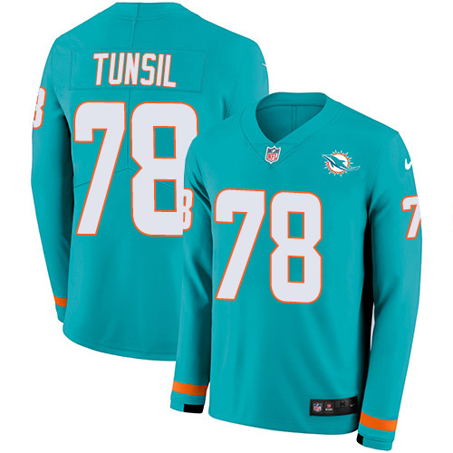 Nike Dolphins 78 Laremy Tunsil Aqua Green Team Color Men s Stitched NFL Limited Therma Long Sleeve J