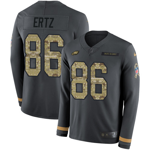 Nike Eagles 86 Zach Ertz Anthracite Salute to Service Men s Stitched NFL Limited Therma Long Sleeve 