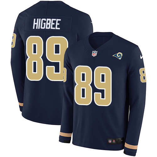 Nike Rams 89 Tyler Higbee Navy Blue Team Color Men s Stitched NFL Limited Therma Long Sleeve Jersey