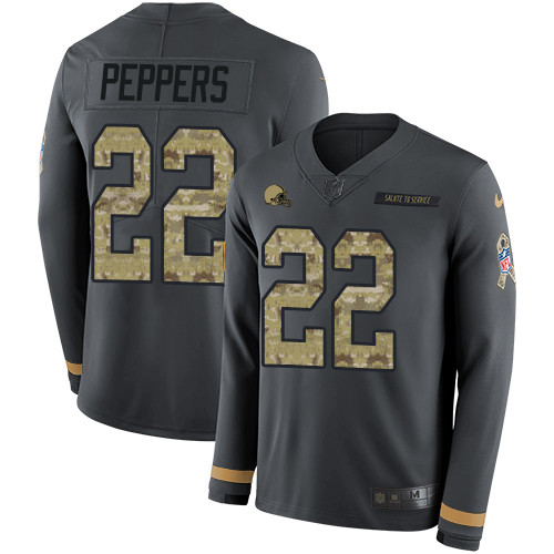 Nike Browns #22 Jabrill Peppers Anthracite Salute to Service You